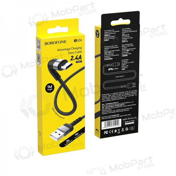 USB καλώδιο Borofone BX34 microUSB 1.0m (μαύρος)