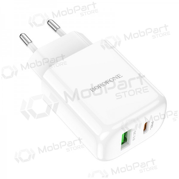 Φορτιστής Borofone BN4 1xUSB, 1xType-C QC 3.0, PD 2.0 20W (άσπρο)