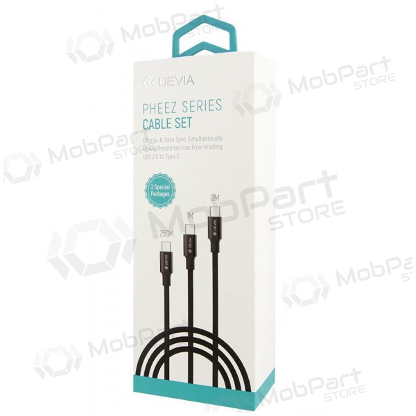 USB καλώδιο Devia Pheez 3 Pack microUSB 0.25m,1.0m,2.0m (μαύρος)