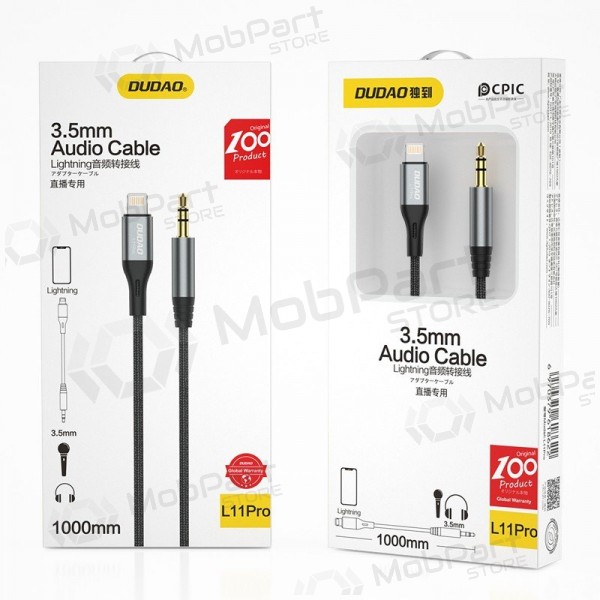 Καλώδιο ήχου Dudao L11Pro Lightning σε 3.5 mm 1 m μαύρο