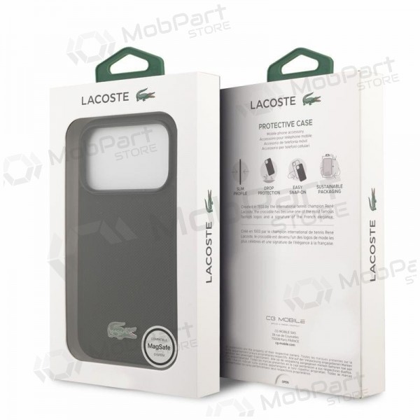 Θήκη Apple iPhone 18 Pro - Lacoste PVC Iconic Petit Pique Metal Logo MagSafe (μαύρο)