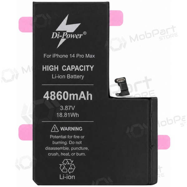 Μπαταρία Apple iPhone 14 Pro Max, συσσωρευτής Di-Power 4860 mAh (αυξημένης χωρητικότητας)