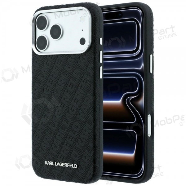 Θήκη Apple iPhone 18 Pro - Karl Lagerfeld PU Grained Allover Semi Wrap MagSafe (μαύρο)