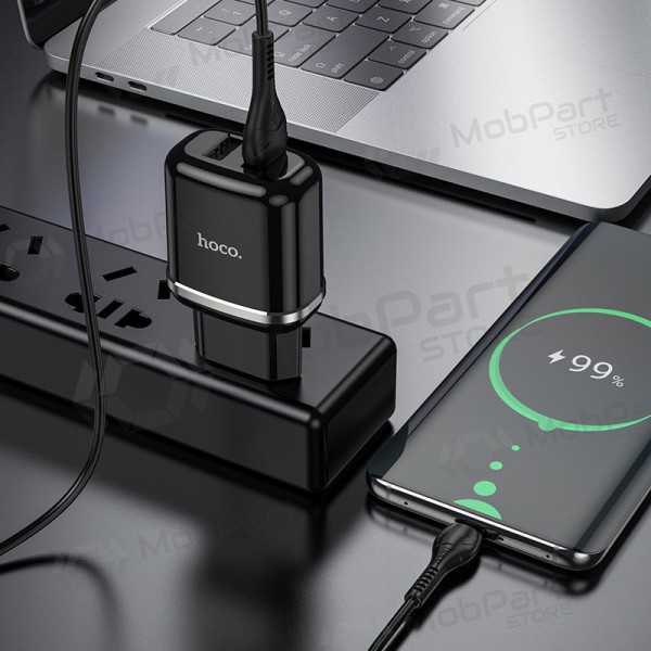 Φορτιστής Hoco N4 + microUSB (2.4A) (μαύρος)