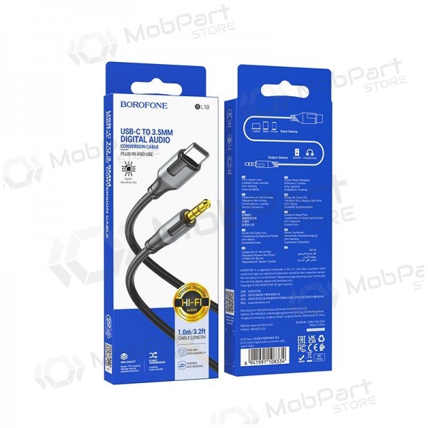 Audio καλώδιο Borofone BL19 USB-C to 3,5mm μαύρος