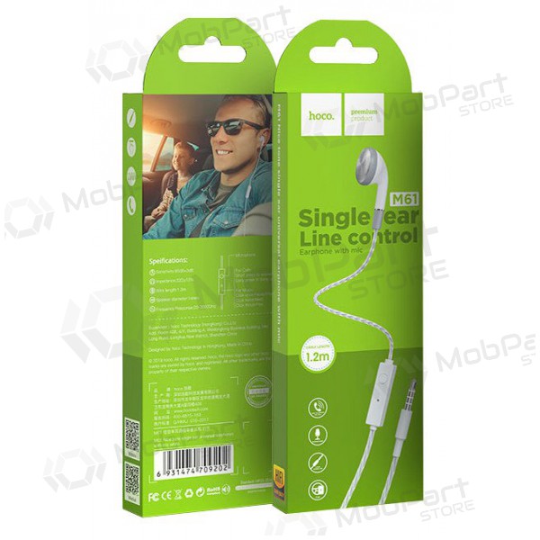 Handsfree ακουστικα Hoco M61 Mono 3,5mm (άσπρο)