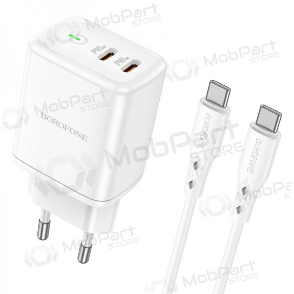 Φορτιστής buitinis Borofone BN9 2xType-C 35W + Type-C άσπρο