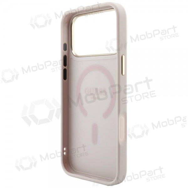 Θήκη Apple iPhone 18 Pro -Guess PU Leather 4G Gold Frame Embossed MagSafe- (ροζ)
