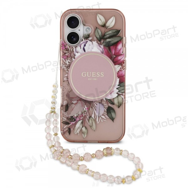 Θήκη Apple iPhone 17 -Guess IML Flowers Strap MagSafe- (ροζ)