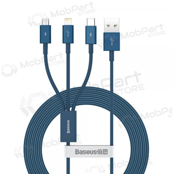 Καλώδιο USB Baseus Superior USB - microUSB+Lightning+Type-C 100W 1.5m (μπλε) CAMLTYS-03