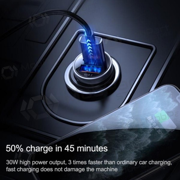 Φορτιστής automobilinis Joyroom C-A09 2xUSB (SCP, PD, AFC) 3.0 30W (μαύρος)