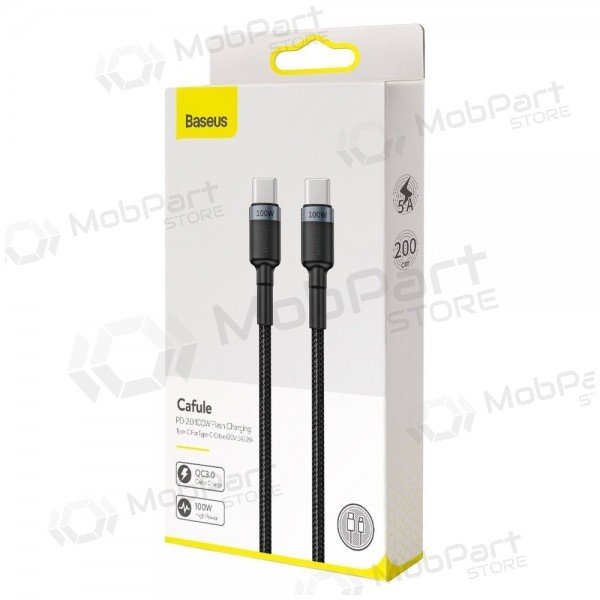 USB καλώδιο Baseus Cafule PD100W Type-C 2.0m γκρί-μαύρος CATKLF-ALG1