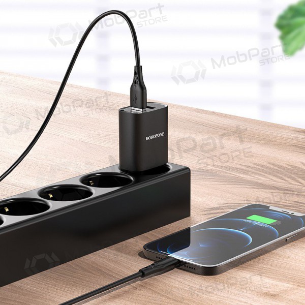 Φορτιστής Borofone BN2 2xUSB 2.1A + Lightning (μαύρος)