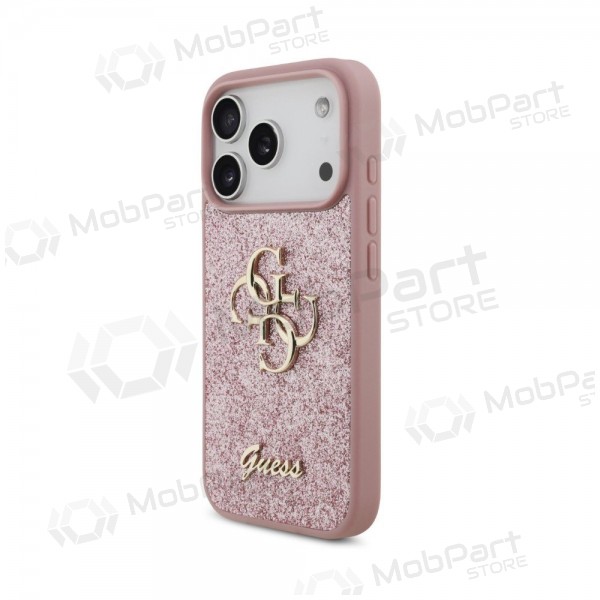 Θήκη Apple iPhone 18 Pro - Guess PU Fixed Glitter 4G Metal Logo (ροζ)