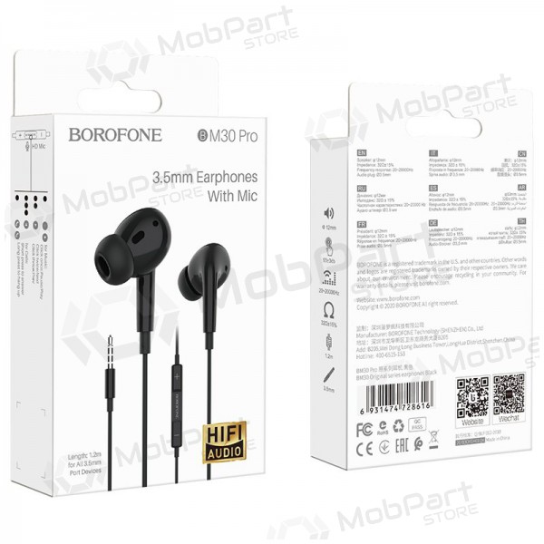 Handsfree ακουστικα Borofone BM30 Pro 3,5mm (μαύρος)