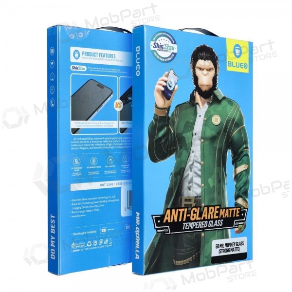 LCD apsauginis stikliukas 5D Mr. Monkey Glass (Strong Matte) Apple iPhone 16 Pro μαύρος