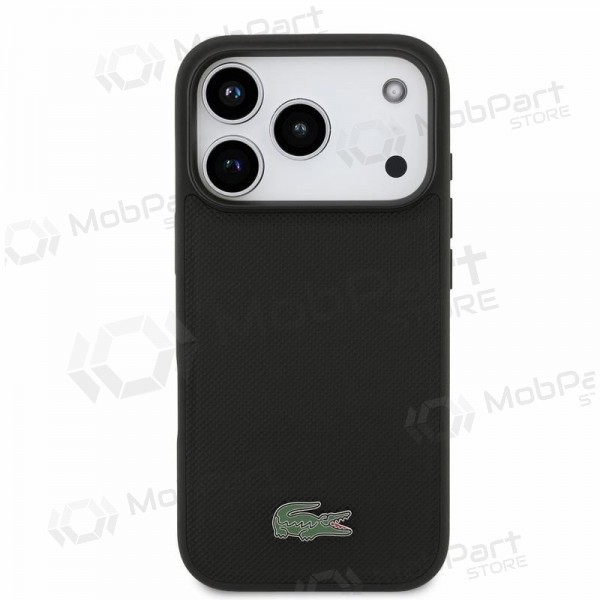 Θήκη Apple iPhone 18 Pro - Lacoste PVC Iconic Petit Pique Metal Logo MagSafe (μαύρο)
