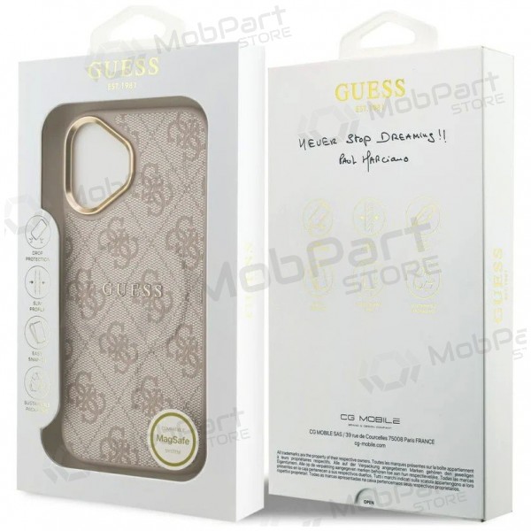 Θήκη Apple iPhone 17 -Guess PU Leather 4G Gold Frame MagSafe- (ροζ)