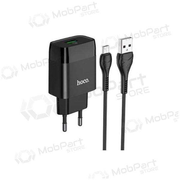 Φορτιστής HOCO C72Q Glorious USB + microUSB καλώδιο (QC3.0) (μαύρος)