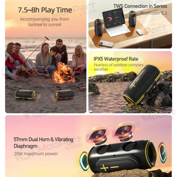 Bluetooth φορητό ηχείο Awei KA5 20W μαύρος