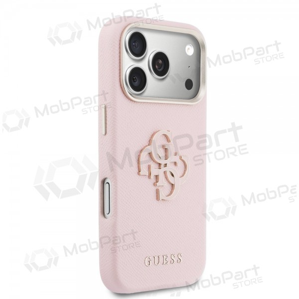 Θήκη Apple iPhone 17 Pro Max - Guess PU Grained 4G Resin Metal Logo (ροζ)