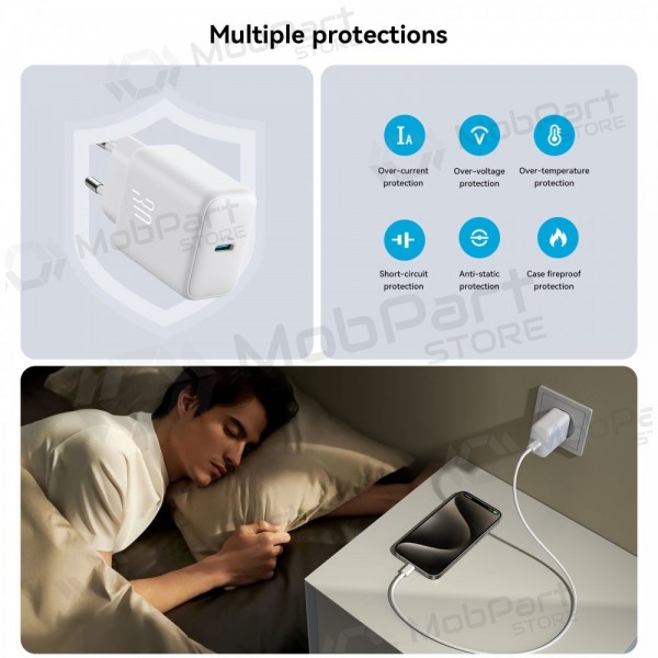 Φορτιστής Joyroom JR-TCF24 USB-C PD30W + USB-C to USB-C cable 1.0m άσπρο
