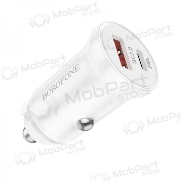 Φορτιστής automobilinis Borofone BZ18A USB-A/Type-C PD20W+QC3.0 (άσπρο)