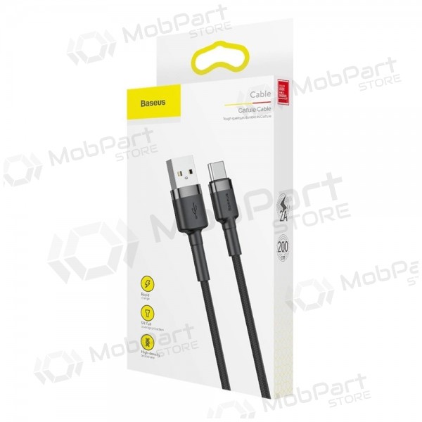 Καλώδιο USB Baseus Cafule Type-C 2.0m 2.0A (Γκρι-Μαύρο) CATKLF-CG1