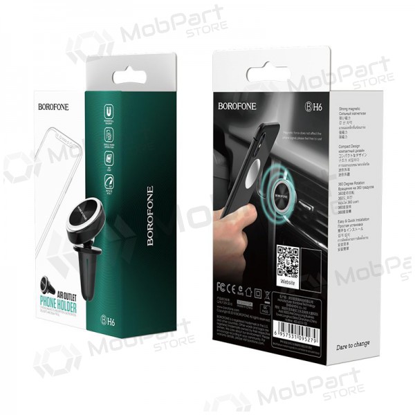 Automobilinis Γενικής telefono laikiklis Borofone BH6, mounted on ventilation grilles, magnetic, μαύρος