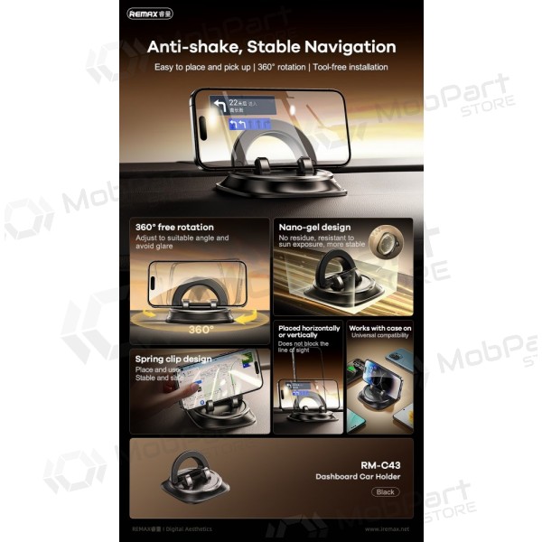 Θήκη τηλεφώνου αυτοκινήτου Remax RM-C43 (dashboard) μαύρος