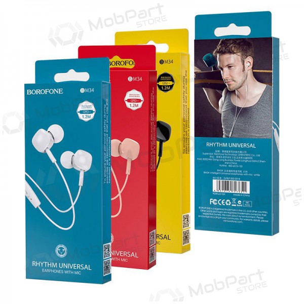 Handsfree ακουστικα Borofone BM34 3,5mm (ροζ)