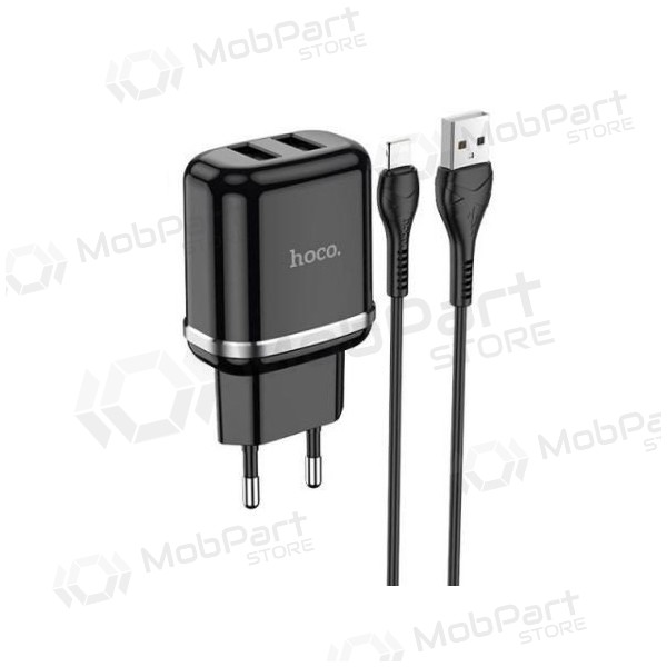 Φορτιστής HOCO N4 Aspiring Dual USB + type-C καλώδιο (5V 2.4A) (μαύρος)