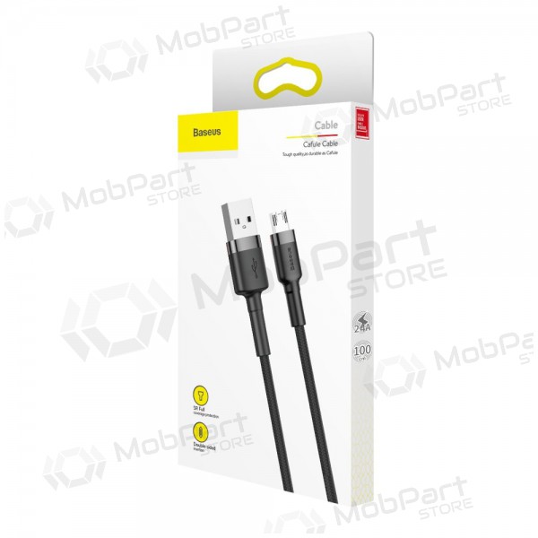 USB καλώδιο Baseus Cafule microUSB 1.0m 2.4A (γκρί-μαύρος) CAMKLF-BG1