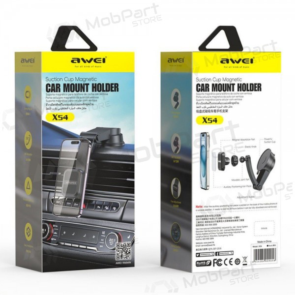 Θήκη τηλεφώνου αυτοκινήτου Awei X54 Magnetic (dashboard/windshield) μαύρος