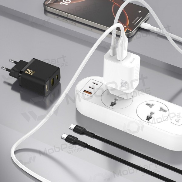 Φορτιστής τηλεφώνου Dudao A26TC 25 W GaN USB-C + USB-A με καλώδιο USB-C 1 m λευκό