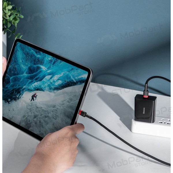 USB καλώδιο Baseus Cafule PD100W Type-C 2.0m γκρί-μαύρος CATKLF-ALG1