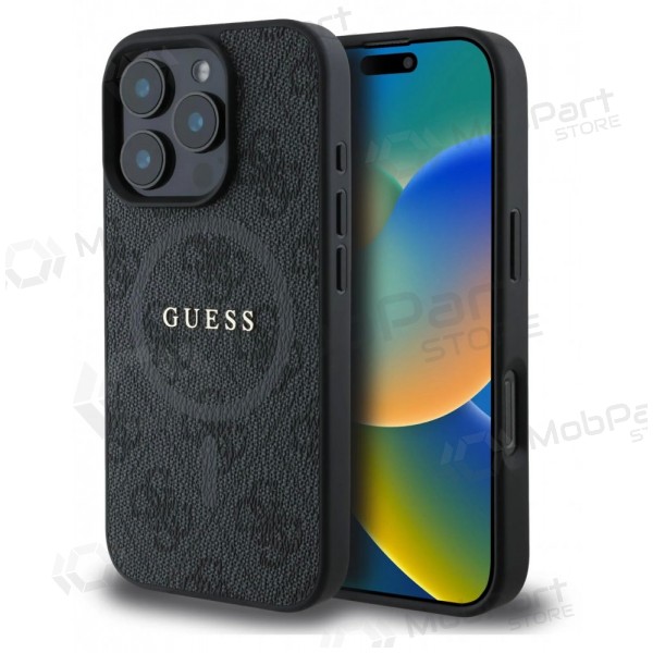 Θήκη Apple iPhone 16 Pro Max - Guess PU Leather 4G Colored Ring MagSafe (μαύρη)