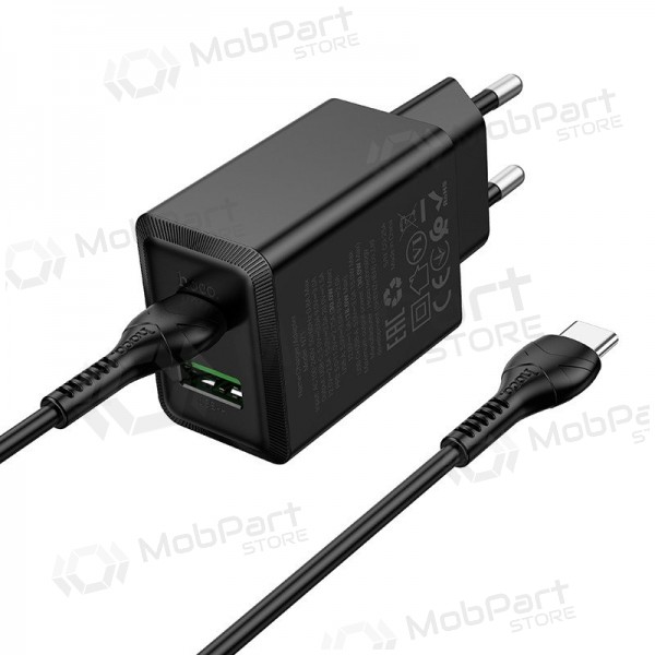 Φορτιστής τηλεφώνου Hoco N71 30 W GaN USB-C + USB-A με καλώδιο USB-C 1 m μαύρο