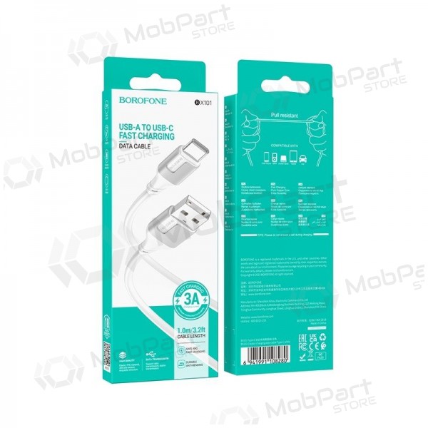 Καλώδιο USB-C Borofone BX101 USB-A σε USB-C 1 m λευκό