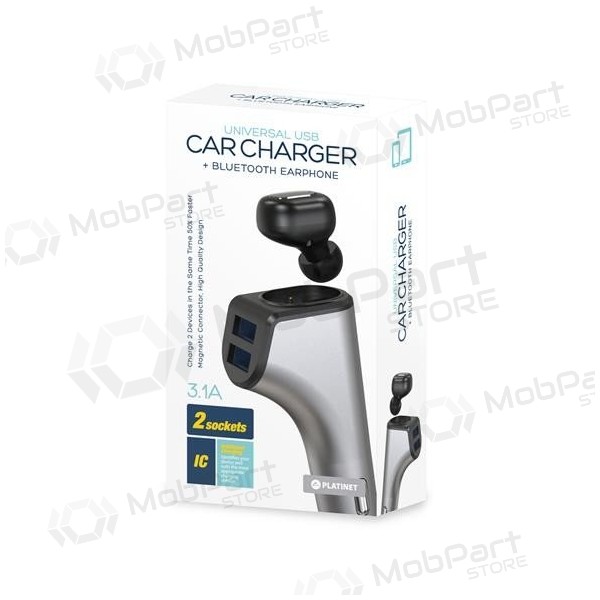 Φορτιστης αυτοκινητου Platinet + Bluetooth ausinė