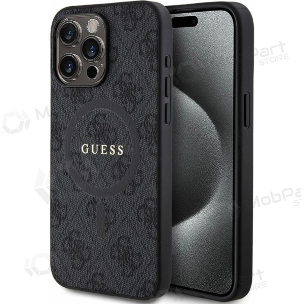 Θήκη Apple iPhone 15 Pro Max - Guess PU Leather 4G Colored Ring MagSafe (μαύρο)