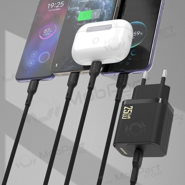 Φορτιστής Dudao A27C GaN 25W USB-C + καλώδιο USB-C σε USB-C 1.0m μαύρο
