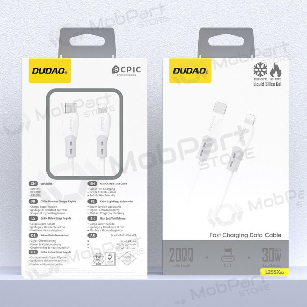 Καλώδιο Lightning Dudao L25SX USB-C σε Lightning 2 m 30 W λευκό