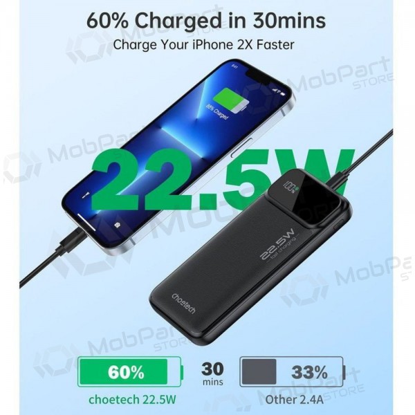 Εξωτερική μπαταρία Power Bank Choetech B728 22.5W 10000mAh μαύρος
