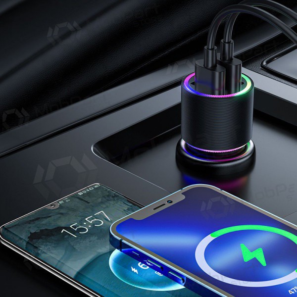 Φορτιστής automobilinis Joyroom JR-CL10 LED 2xUSB 24W (μαύρος)