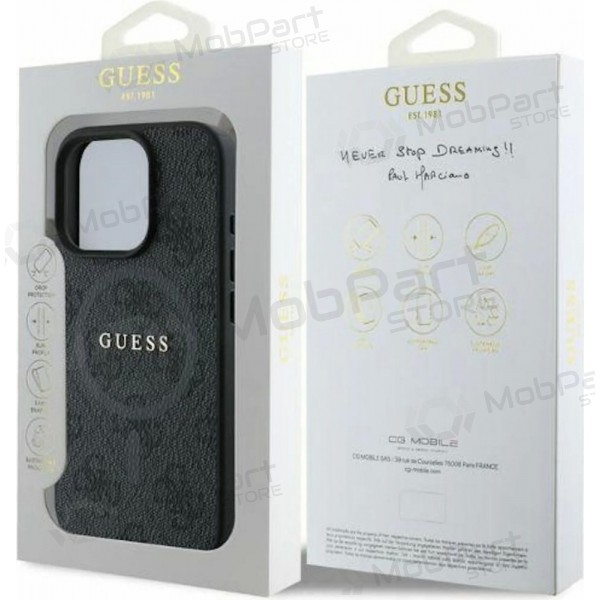 Θήκη Apple iPhone 16 Pro Max - Guess PU Leather 4G Colored Ring MagSafe (μαύρη)