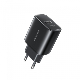 Φορτιστής τηλεφώνου Awei PD85-EU 22.5 W USB-C + USB-A μαύρος