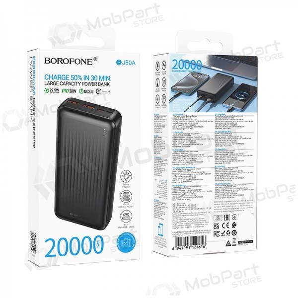 Εξωτερική μπαταρία Power Bank Borofone BJ80A 22.5W 20000mAh μαύρος