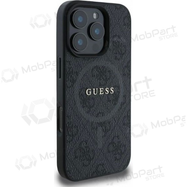 Θήκη Apple iPhone 16 Pro -Guess PU Leather 4G Colored Ring MagSafe- (μαύρο)