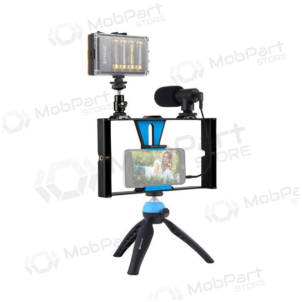 Blogerio rinkinys su  LED apšvietimu, stovu, telefono laikikliu και mikrofonu